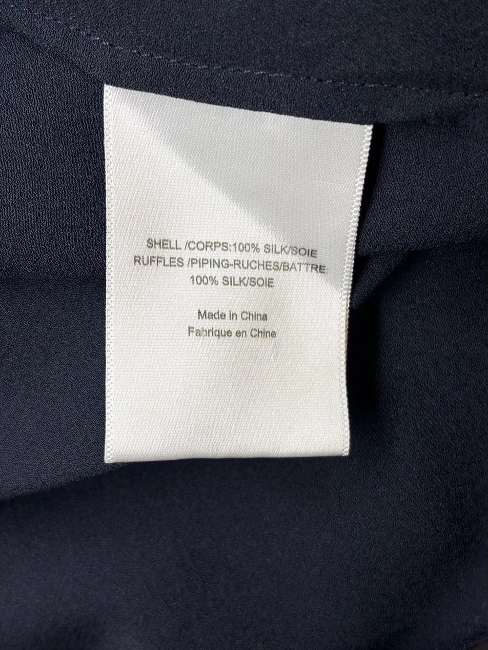 Tory Burch SILK Ruffled Bib Collar Sleeveless Blouse Top Navy Black Size 12